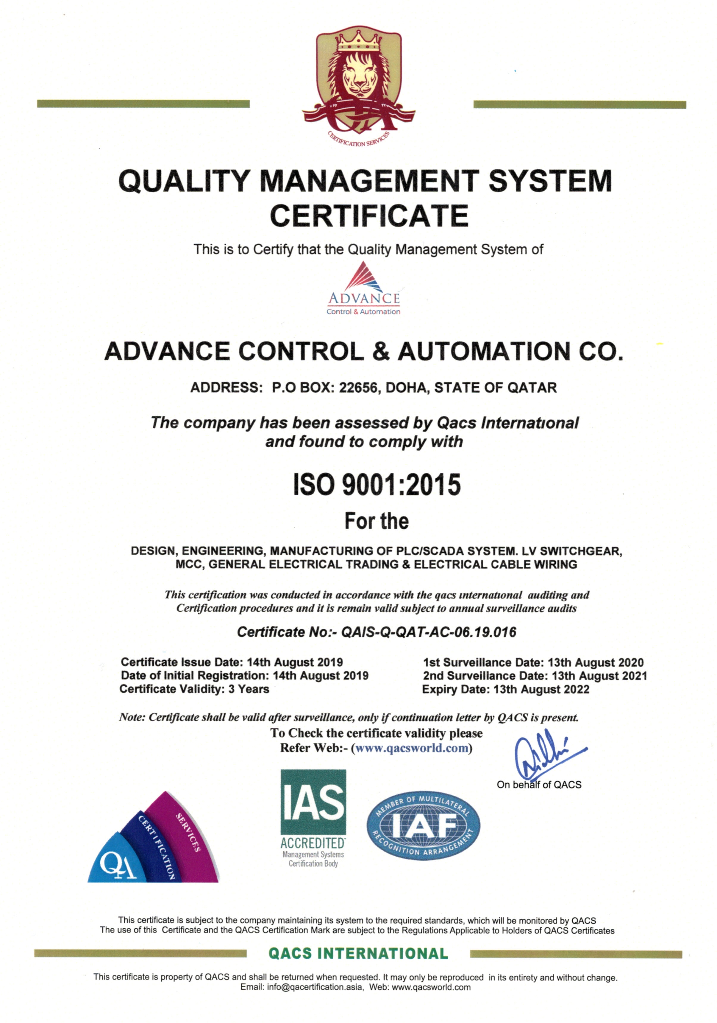 Advance Control & Automation Co 